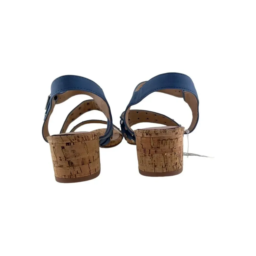 Restricted Studded Block Heel Sandals Size‎ 8M Cork Open Toe Blue Casual Summer